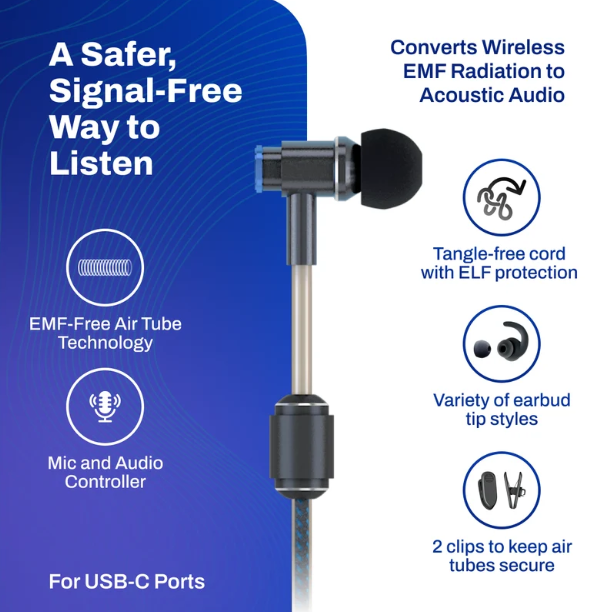 DefenderShield™ EMF Radiation-Free Earbuds Air Tube Stereo Headphones - Image 4